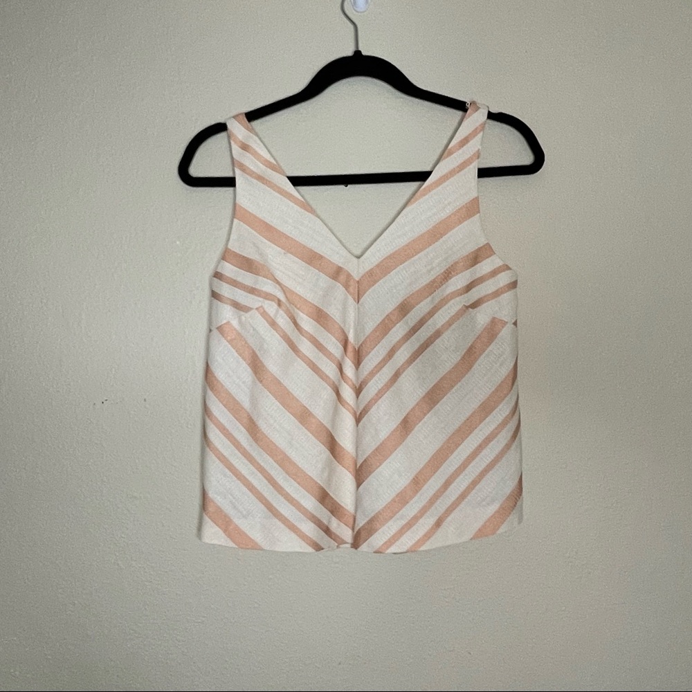 Anthropologie HD in Paris Peach White Chevron Striped Tank Top